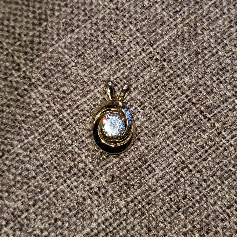 14k Gold Fill Diamond Solitaire Pendant